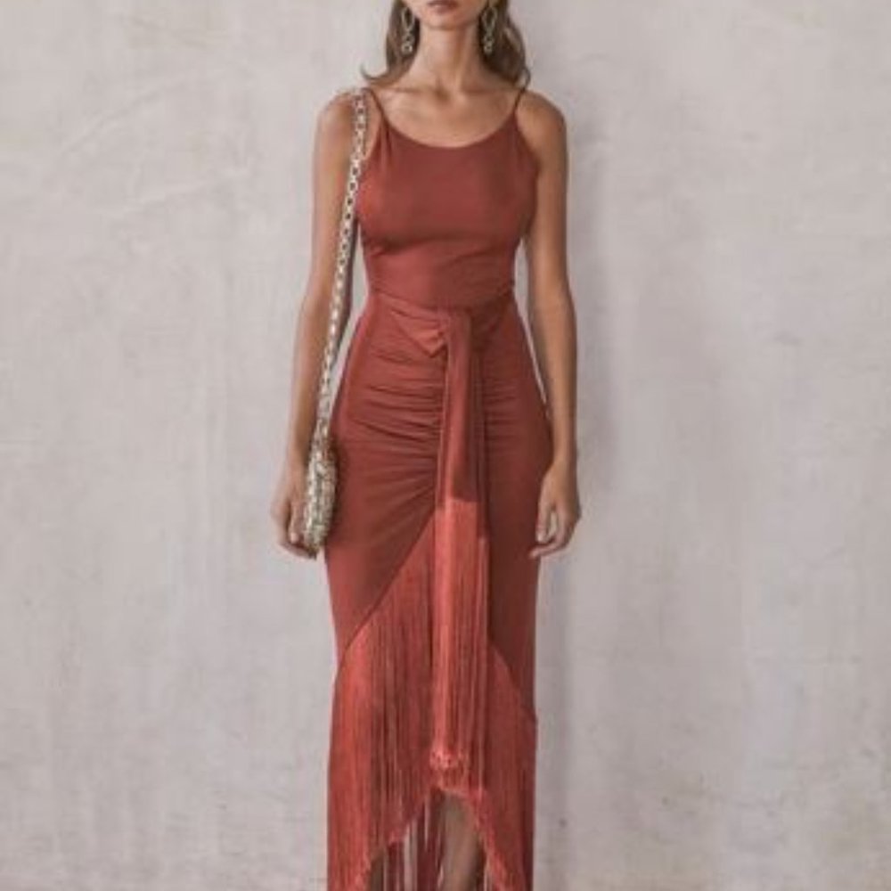 NWT CULT GAIA Natalia Metallic Maxi Dress (L)